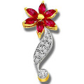 Surat Diamond : Get 25% off Ruby & Diamond Gold Pendant Orders