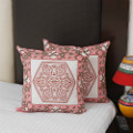 Straight Line: Get 18% off Coral Pink Block Printed Cushion Cover Set Orders