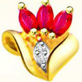 Surat Diamond : Get 20% off Real Diamond and Ruby Pendant Earring Set Orders