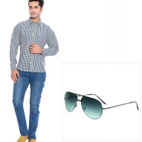 Bag it Today: Get 65% off Yellow & Blue Check Shirt with Aviators Orders