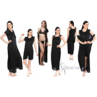 Rediff Shopping: Get 65% off Buy Fasense Women 6 PCs Set Nightwear Set Nighty Robe Top Barmuda Sleepwear Orders