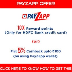 Flat 5% Cashback on PayZapp Bookings