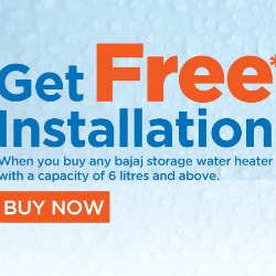 Bajaj Electricals: FREE Installation on 6L+ Storage Water Heaters