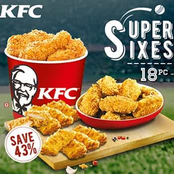 Cricket Special: 43% OFF @ Super Sixers (4pc Hot & Crispy, 8pc Boneless and 6pc Hot Wings) @ ₹ 499